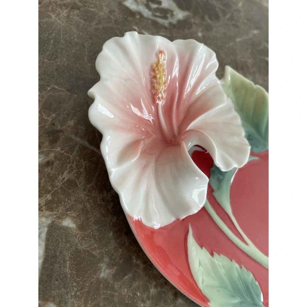 FRANZ Collection Island Beauty Hibiscus‎ Cup Saucer Set w Spoon FZ00978